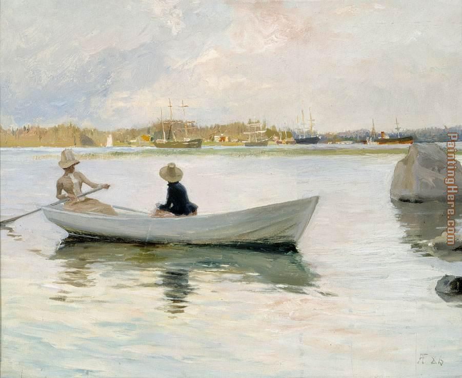 Boats in Harbour by Albert Edelfelt painting - Unknown Artist Boats in Harbour by Albert Edelfelt art painting